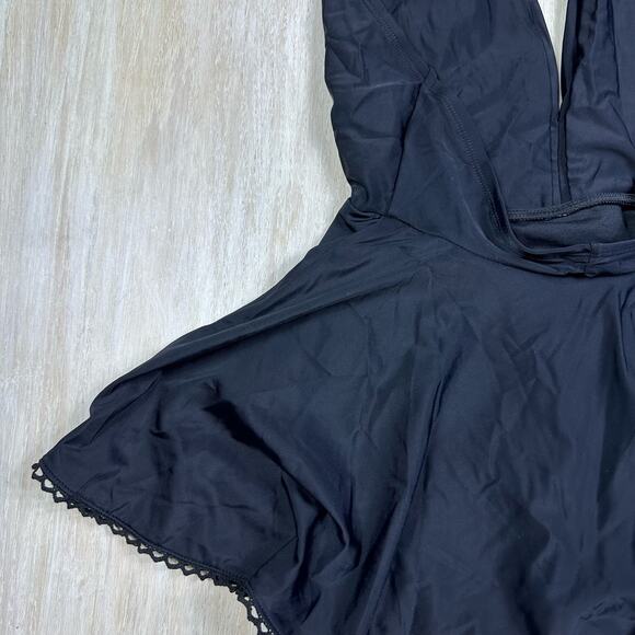 Unique Vintage Black Halter One Piece Swimsuit - Picture 12 of 13